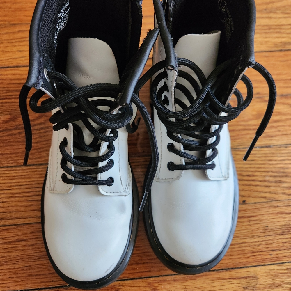 Dr. Martens Kids White and Black Rain Boots